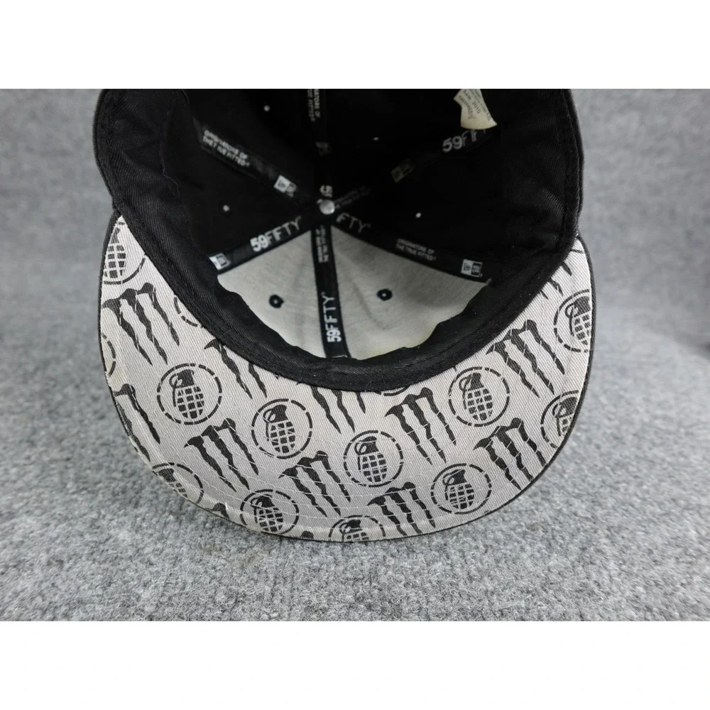 New‎ Era 59FIFTY Fitted Hat Black Monster Energy Grenade Logo Size 7 3/8